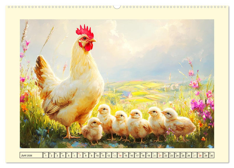 Im Glanz der Federn. Schöne Hühner in malerischer Harmonie (CALVENDO Wandkalender 2026)