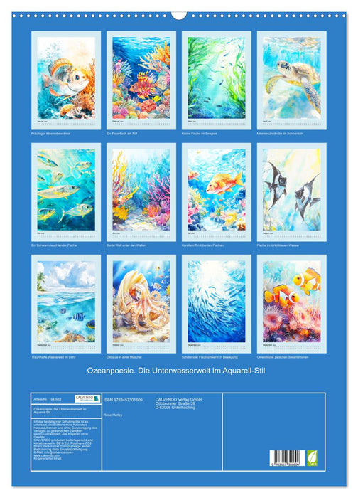 Ozeanpoesie. Die Unterwasserwelt im Aquarell-Stil (CALVENDO Wandkalender 2026)