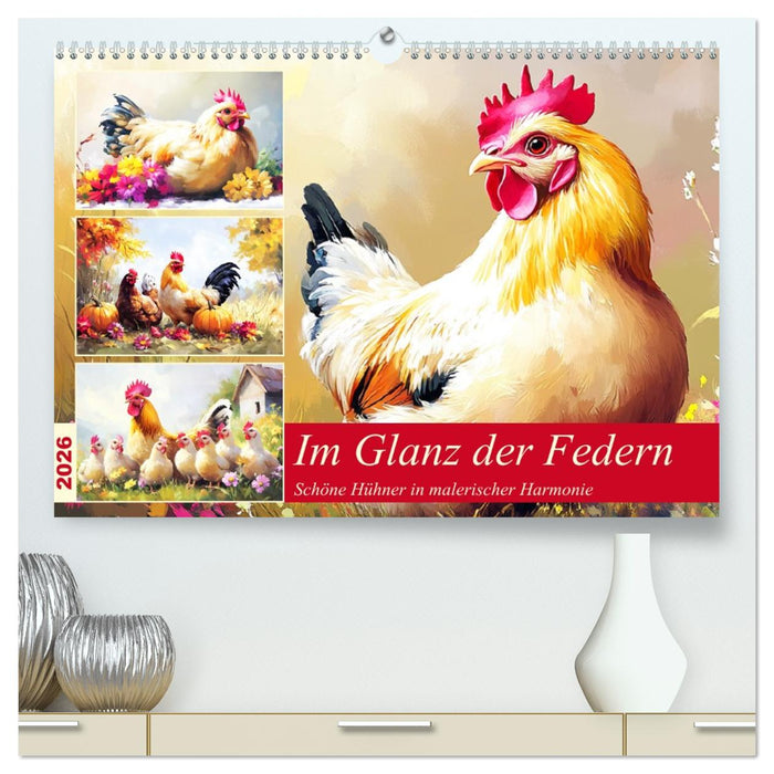 Im Glanz der Federn. Schöne Hühner in malerischer Harmonie (CALVENDO Premium Wandkalender 2026)