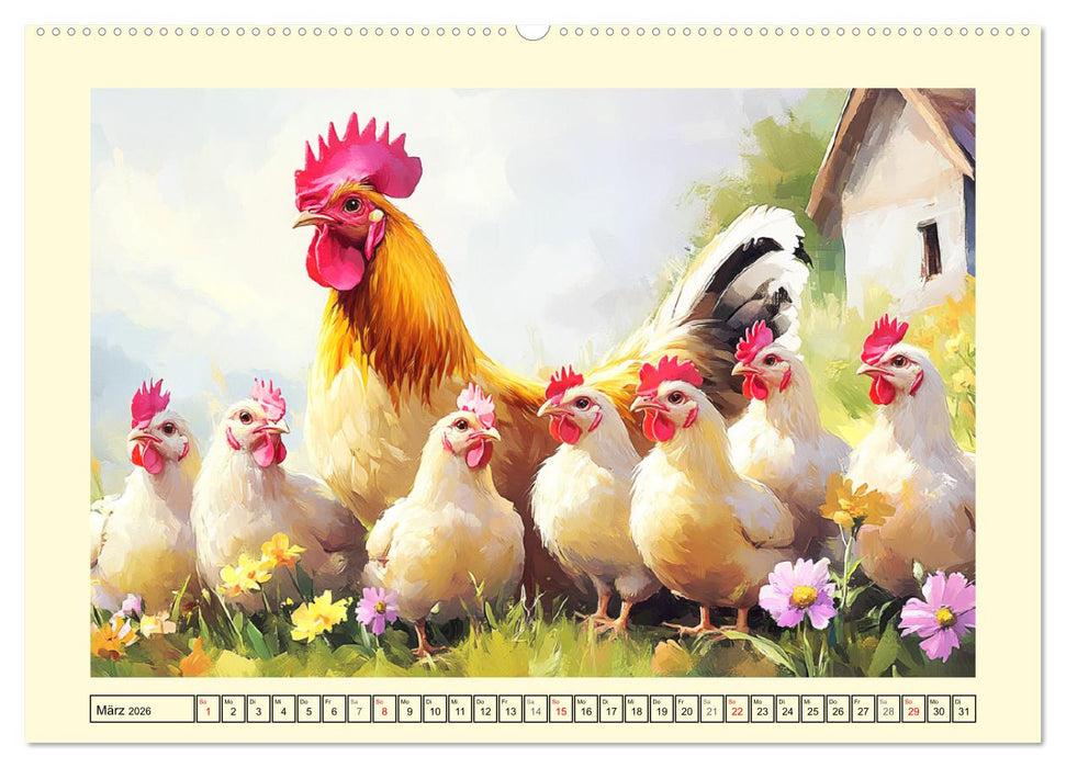Im Glanz der Federn. Schöne Hühner in malerischer Harmonie (CALVENDO Premium Wandkalender 2026)