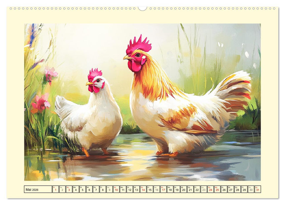 Im Glanz der Federn. Schöne Hühner in malerischer Harmonie (CALVENDO Premium Wandkalender 2026)