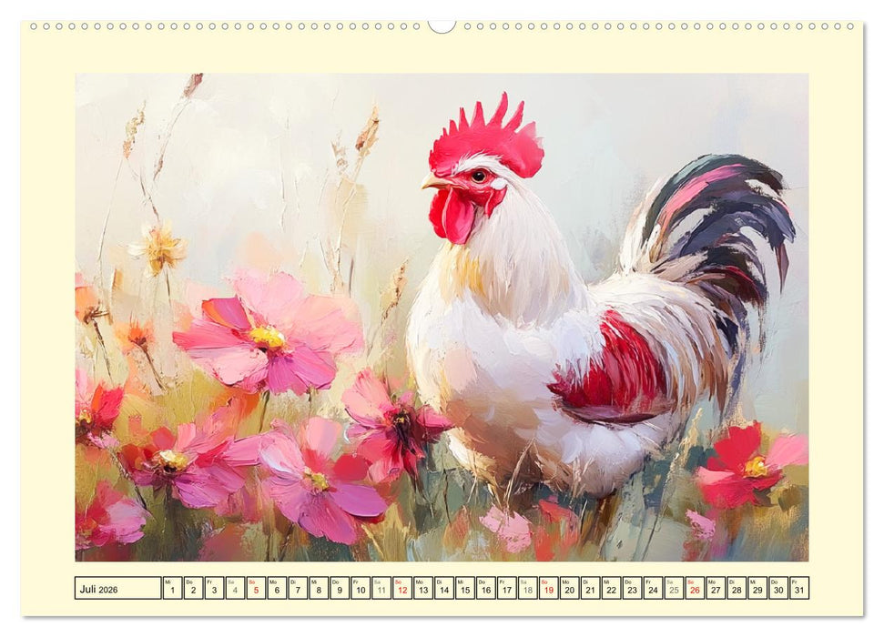 Im Glanz der Federn. Schöne Hühner in malerischer Harmonie (CALVENDO Premium Wandkalender 2026)
