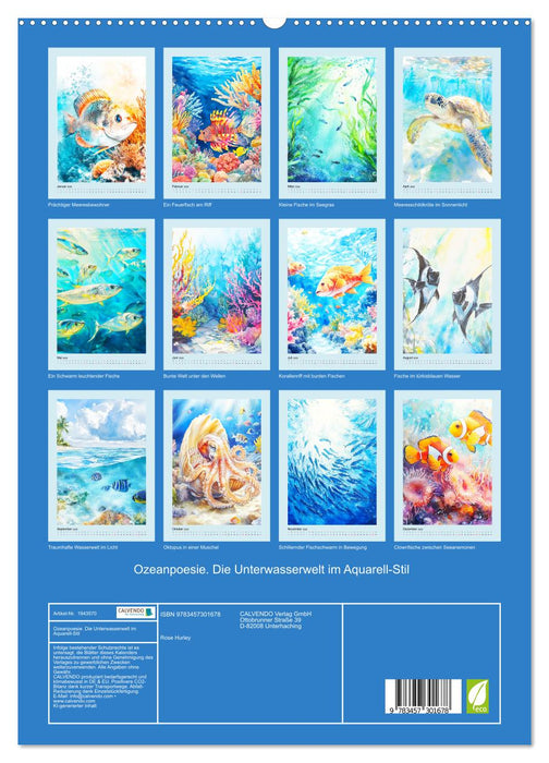 Ozeanpoesie. Die Unterwasserwelt im Aquarell-Stil (CALVENDO Premium Wandkalender 2026)