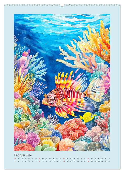 Ozeanpoesie. Die Unterwasserwelt im Aquarell-Stil (CALVENDO Premium Wandkalender 2026)