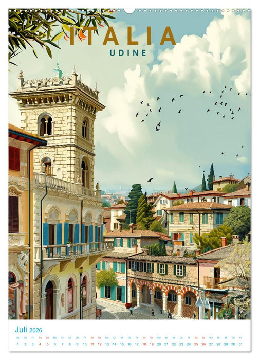 Norditalien - Old School Poster Style (CALVENDO Premium Wandkalender 2026)
