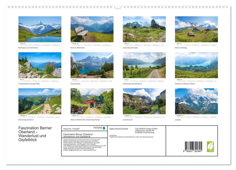 Faszination Berner Oberland - Wanderlust und Gipfelblick (CALVENDO Premium Wandkalender 2026)