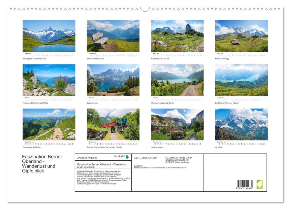 Faszination Berner Oberland - Wanderlust und Gipfelblick (CALVENDO Wandkalender 2026)