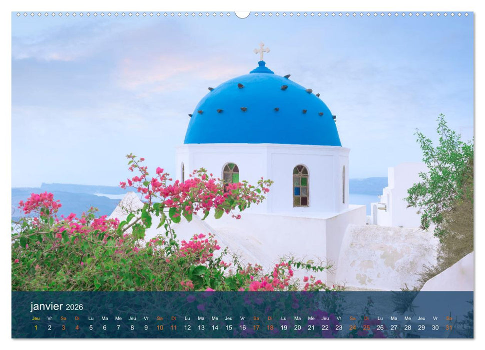 Santorin - La Magie des Cyclades (CALVENDO Calendrier mensuel 2026)