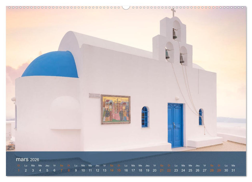 Santorin - La Magie des Cyclades (CALVENDO Calendrier mensuel 2026)
