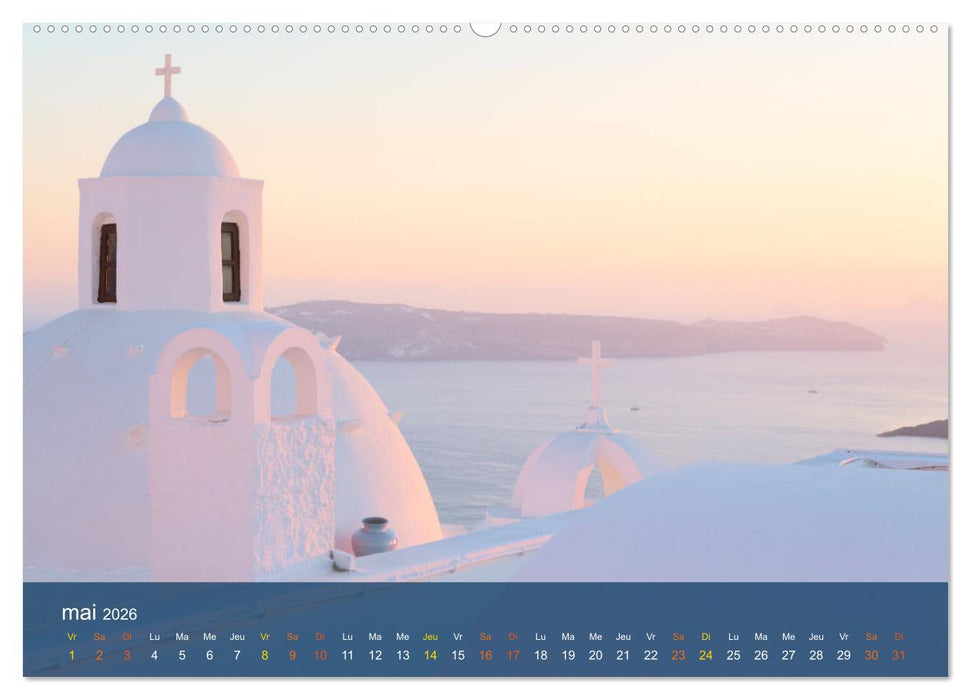 Santorin - La Magie des Cyclades (CALVENDO Calendrier mensuel 2026)
