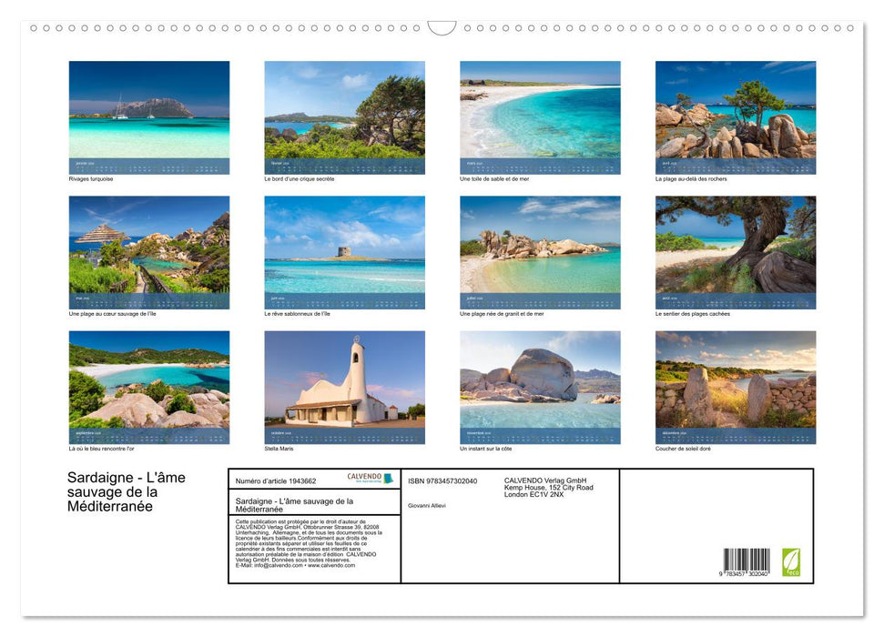 Sardaigne - L'âme sauvage de la Méditerranée (CALVENDO Calendrier mensuel 2026)