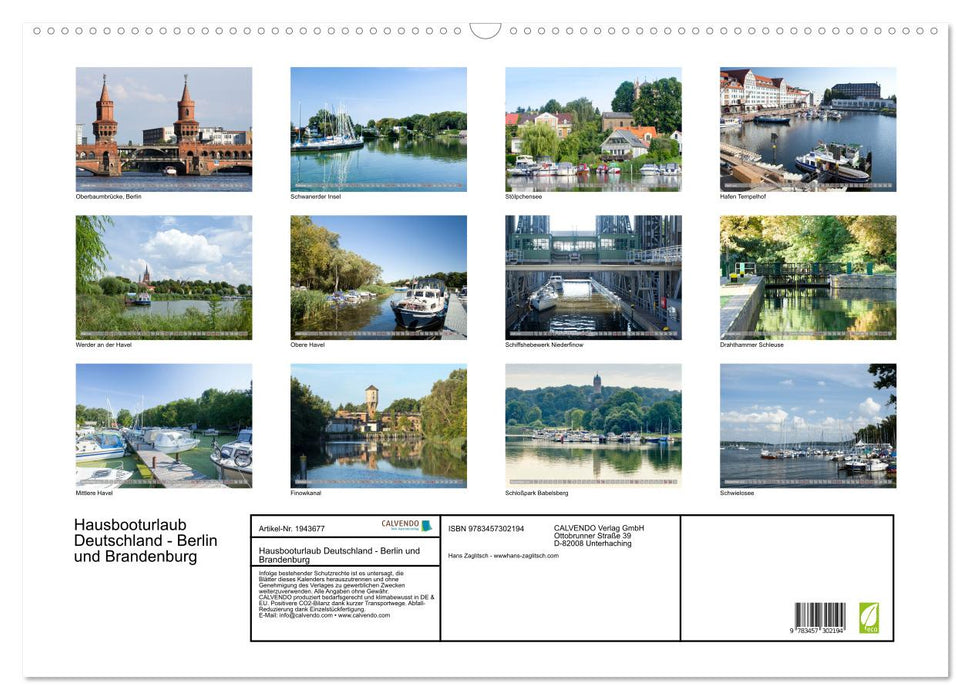 Hausbooturlaub Deutschland - Berlin und Brandenburg (CALVENDO Wandkalender 2026)