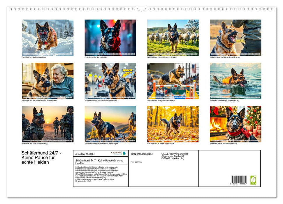 Schäferhund 24/7 - Keine Pause für echte Helden (CALVENDO Wandkalender 2026)
