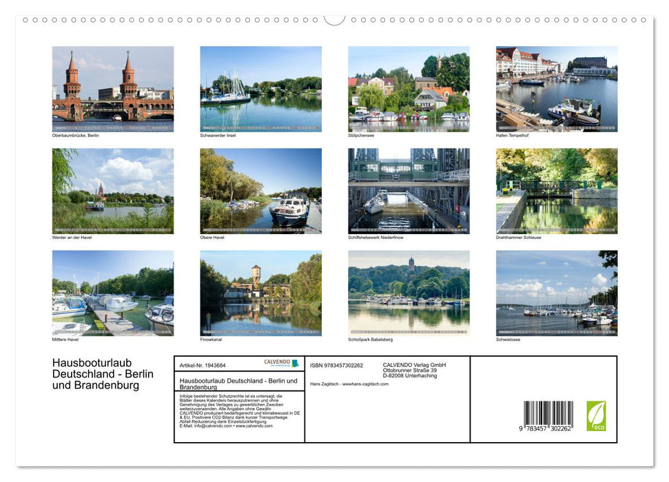 Hausbooturlaub Deutschland - Berlin und Brandenburg (CALVENDO Premium Wandkalender 2026)