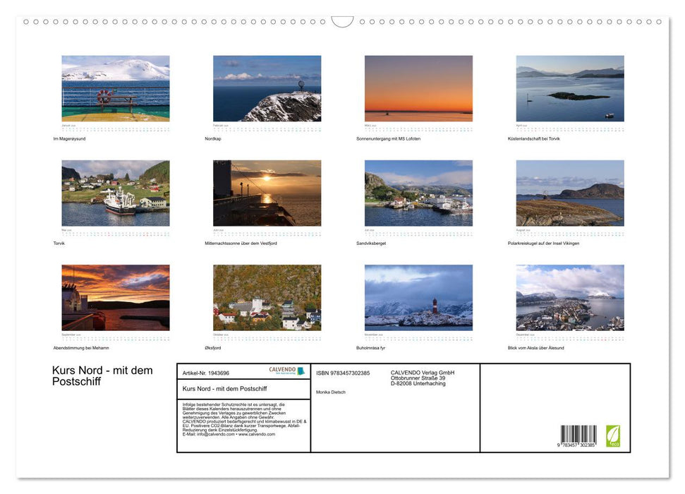 Kurs Nord - mit dem Postschiff (CALVENDO Wandkalender 2026)