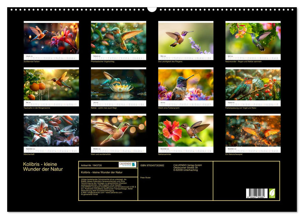 Kolibris - kleine Wunder der Natur (CALVENDO Wandkalender 2026)