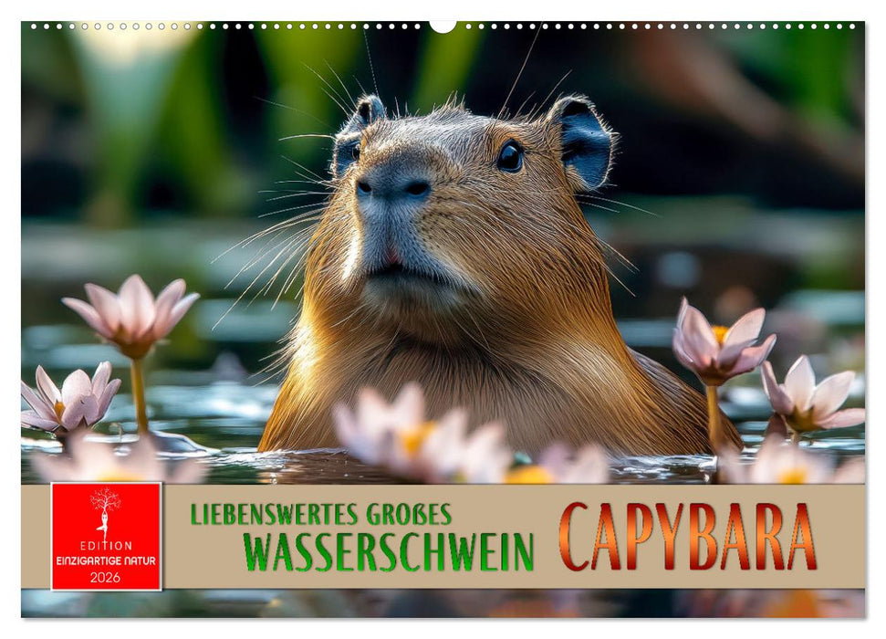 Capybara - liebenswertes großes Wasserschwein (CALVENDO Wandkalender 2026)
