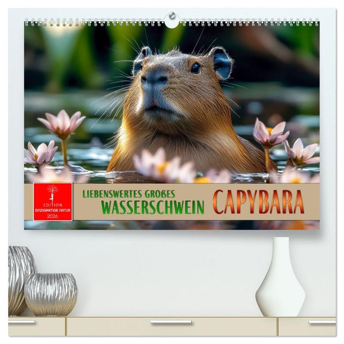 Capybara - liebenswertes großes Wasserschwein (CALVENDO Premium Wandkalender 2026)