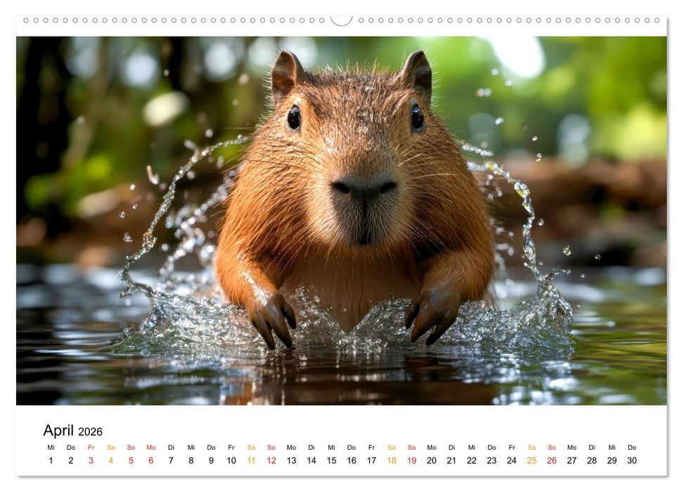 Capybara - liebenswertes großes Wasserschwein (CALVENDO Premium Wandkalender 2026)