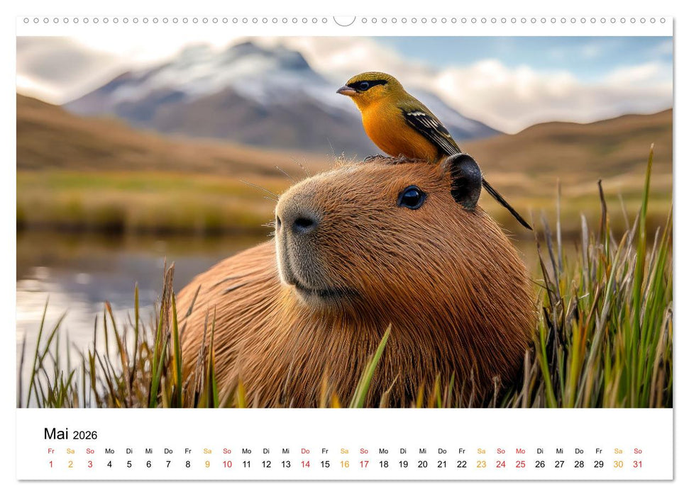 Capybara - liebenswertes großes Wasserschwein (CALVENDO Premium Wandkalender 2026)