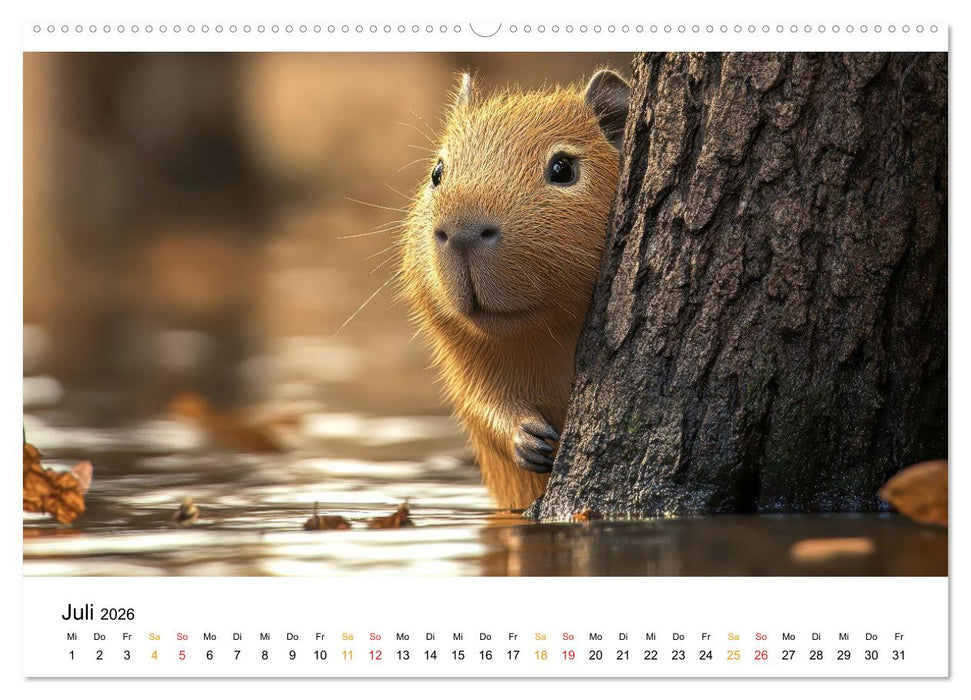 Capybara - liebenswertes großes Wasserschwein (CALVENDO Premium Wandkalender 2026)
