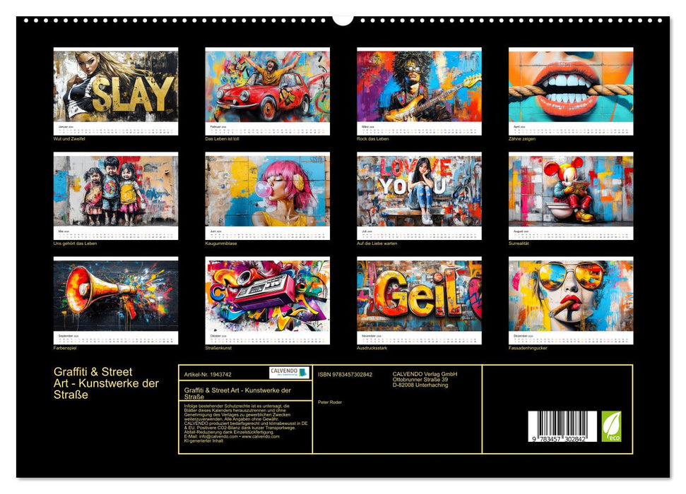 Graffiti & Street Art - Kunstwerke der Straße (CALVENDO Premium Wandkalender 2026)