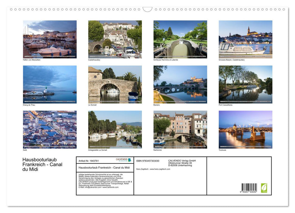 Hausbooturlaub Frankreich - Canal du Midi (CALVENDO Wandkalender 2026)