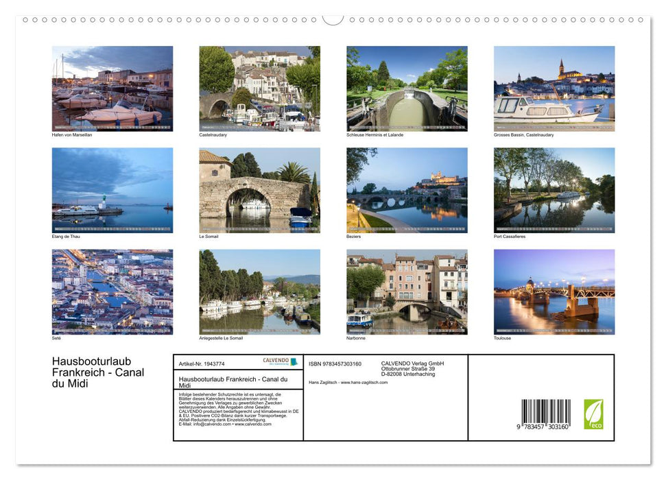 Hausbooturlaub Frankreich - Canal du Midi (CALVENDO Premium Wandkalender 2026)