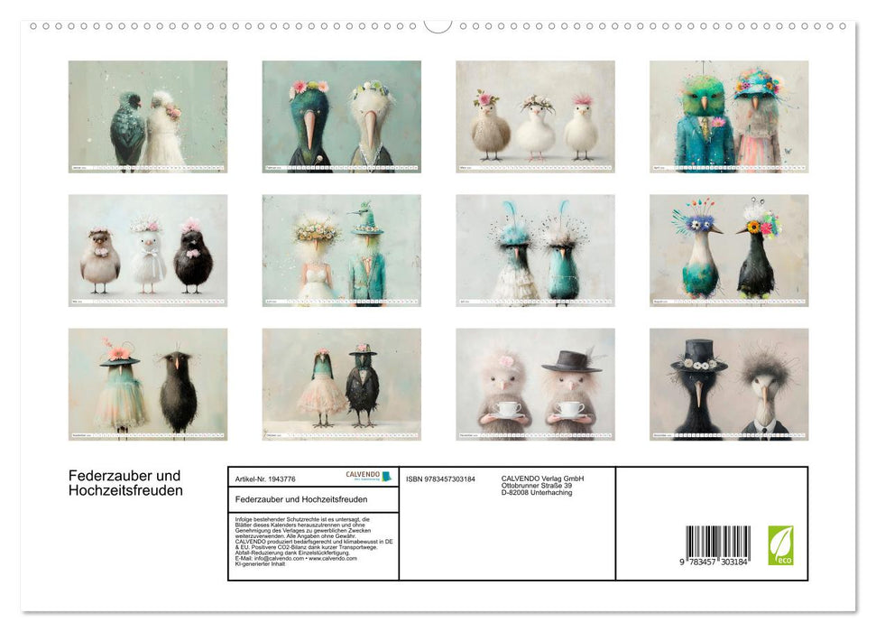 Federzauber und Hochzeitsfreuden (CALVENDO Premium Wandkalender 2026)