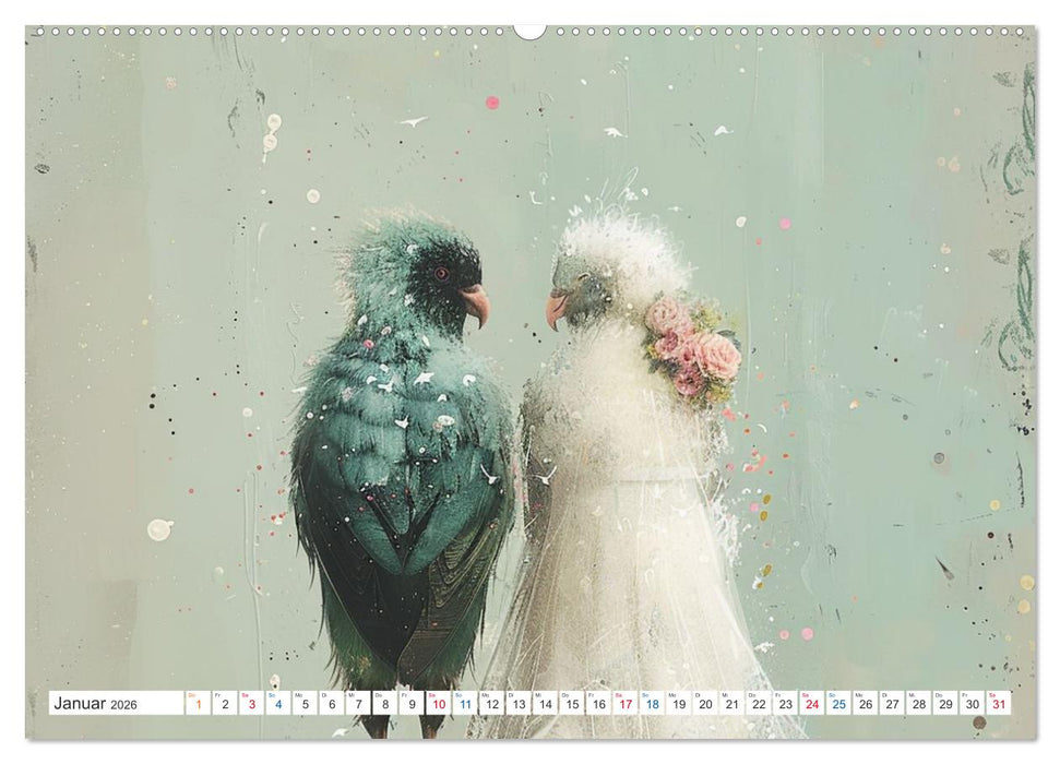 Federzauber und Hochzeitsfreuden (CALVENDO Premium Wandkalender 2026)