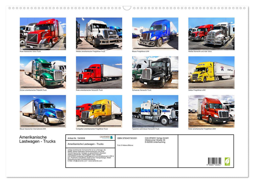 Amerikanische Lastwagen - Trucks (CALVENDO Wandkalender 2026)