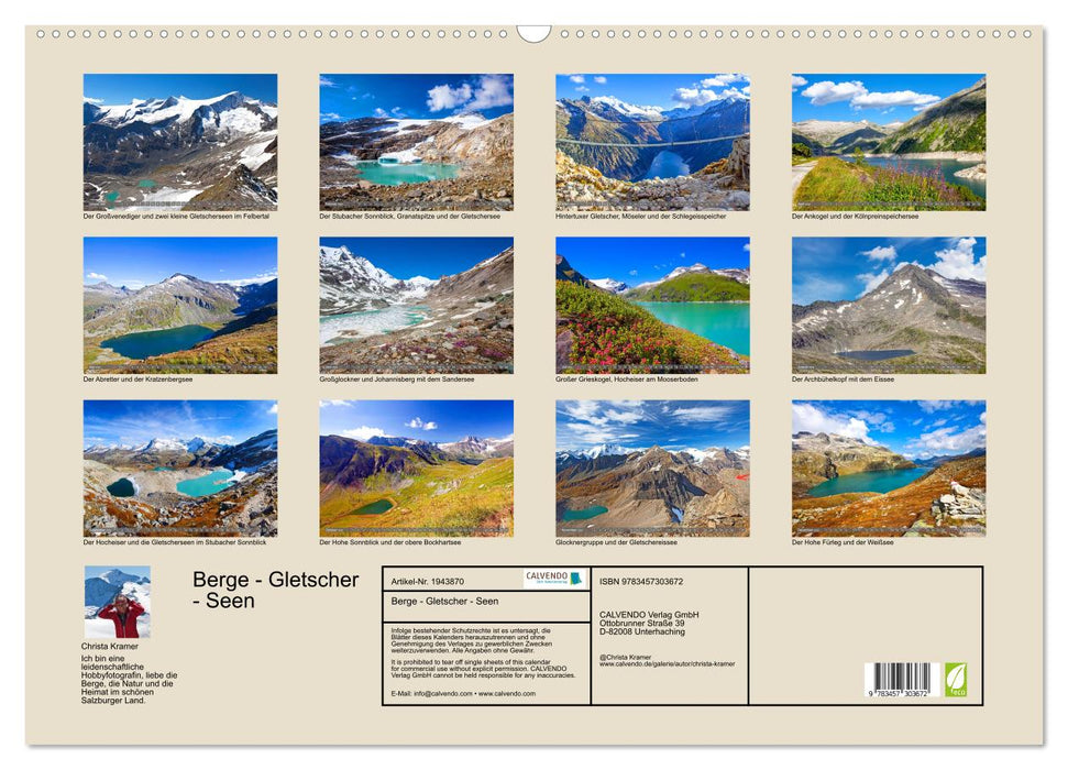 Berge - Gletscher - Seen (CALVENDO Wandkalender 2026)