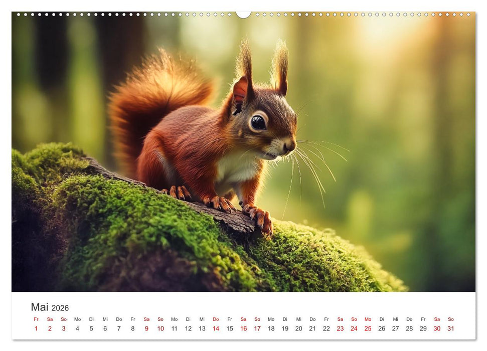 Das geheime Leben der Eichhörnchen - Ein Jahr zwischen Baumwipfeln und Nussverstecken (CALVENDO Wandkalender 2026)