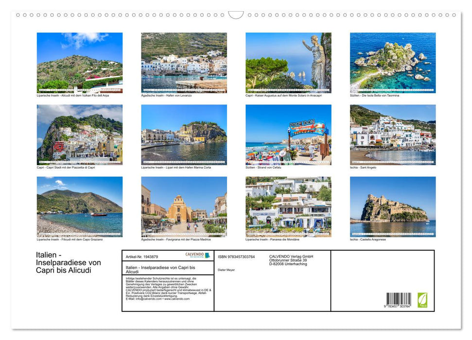 Italien - Inselparadiese von Capri bis Alicudi (CALVENDO Wandkalender 2026)