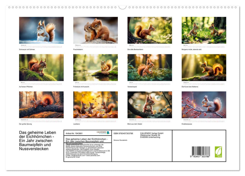 Das geheime Leben der Eichhörnchen - Ein Jahr zwischen Baumwipfeln und Nussverstecken (CALVENDO Premium Wandkalender 2026)