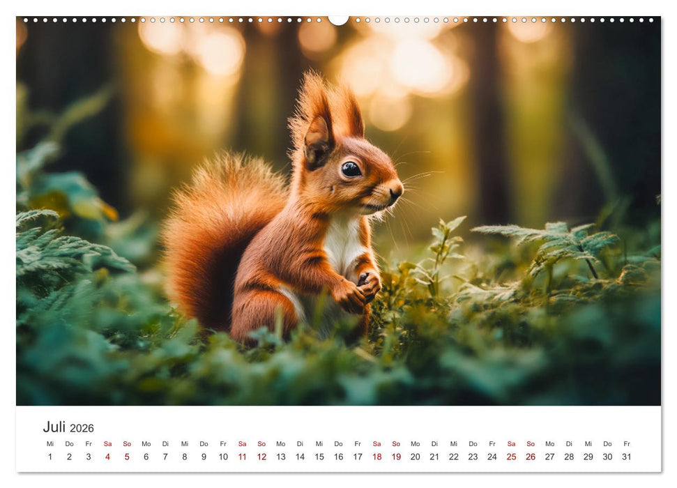 Das geheime Leben der Eichhörnchen - Ein Jahr zwischen Baumwipfeln und Nussverstecken (CALVENDO Premium Wandkalender 2026)
