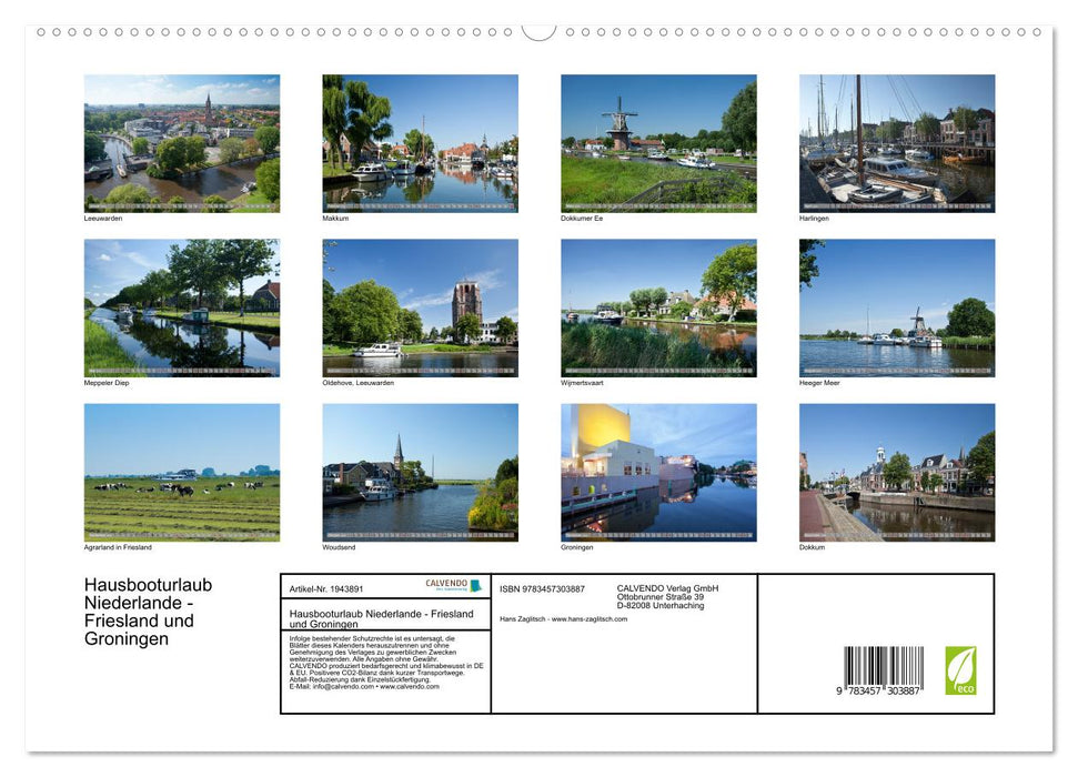 Hausbooturlaub Niederlande - Friesland und Groningen (CALVENDO Premium Wandkalender 2026)
