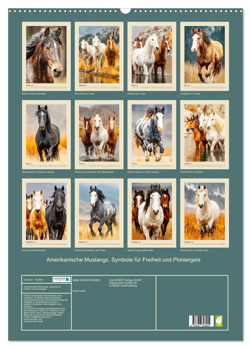 Amerikanische Mustangs. Symbole für Freiheit und Pioniergeis (CALVENDO Wandkalender 2026)