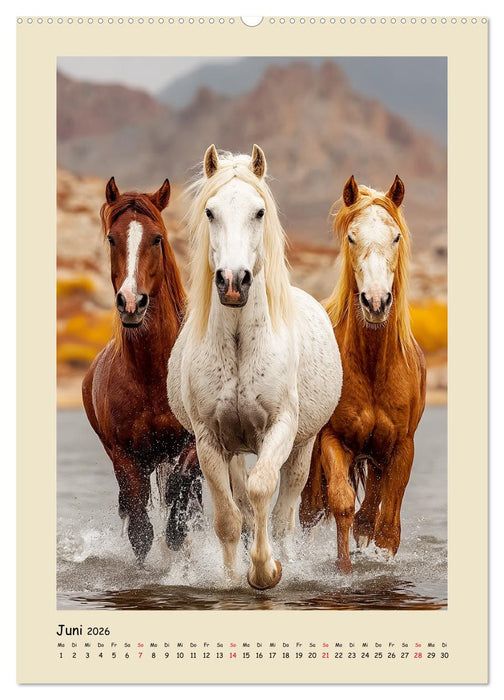 Amerikanische Mustangs. Symbole für Freiheit und Pioniergeis (CALVENDO Wandkalender 2026)