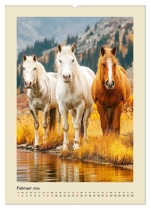 Amerikanische Mustangs. Symbole für Freiheit und Pioniergeis (CALVENDO Premium Wandkalender 2026)