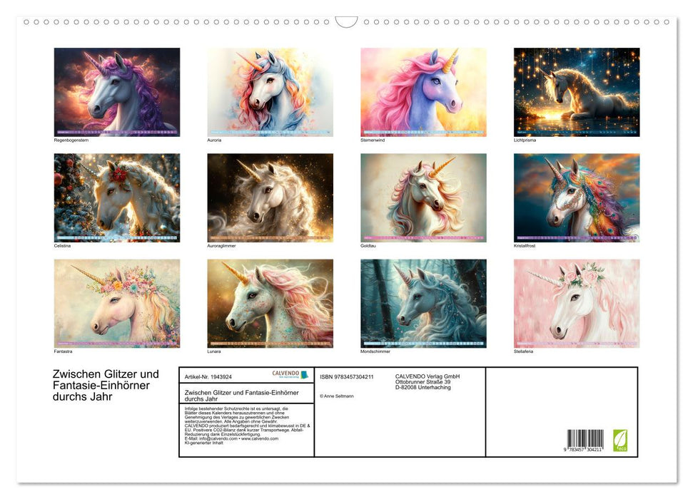 Zwischen Glitzer und Fantasie-Einhörner durchs Jahr (CALVENDO Wandkalender 2026)