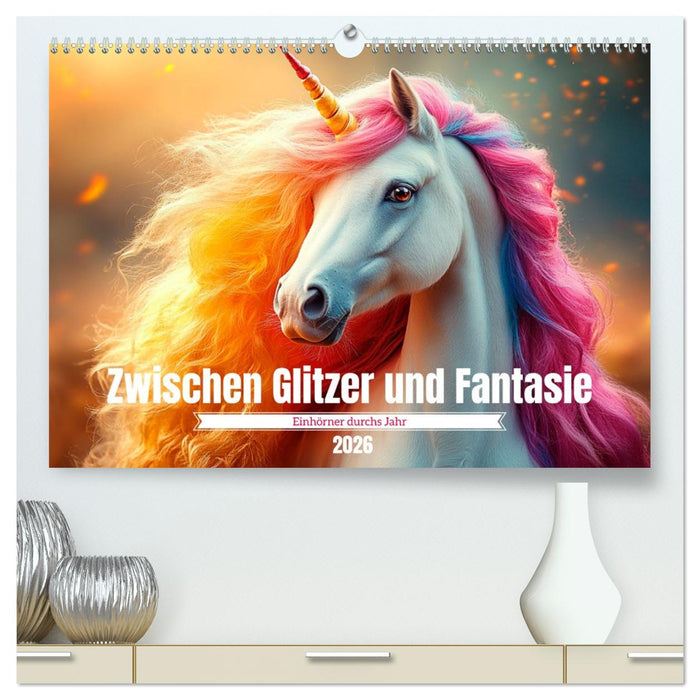 Zwischen Glitzer und Fantasie-Einhörner durchs Jahr (CALVENDO Premium Wandkalender 2026)