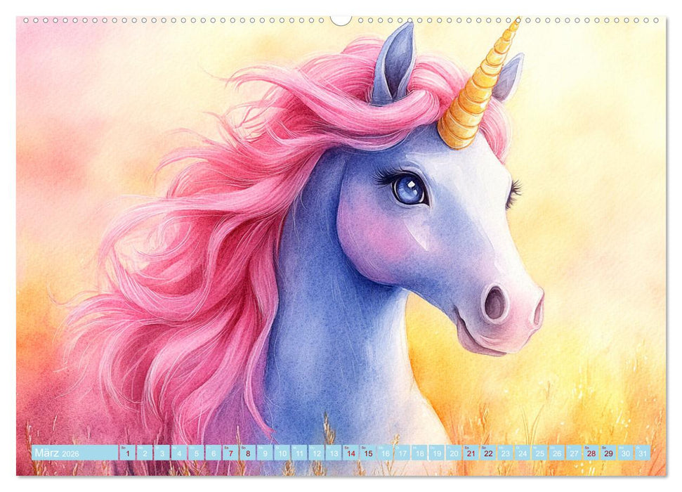 Zwischen Glitzer und Fantasie-Einhörner durchs Jahr (CALVENDO Premium Wandkalender 2026)