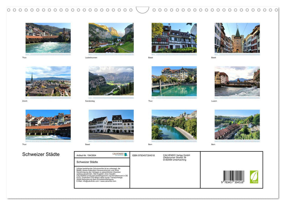 Schweizer Städte (CALVENDO Wandkalender 2026)