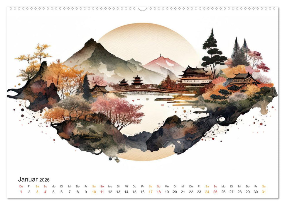 Japan - Aquarell Kunst und Tradition (CALVENDO Wandkalender 2026)