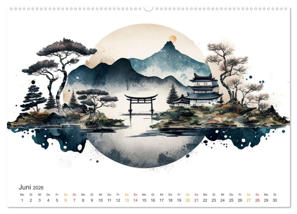 Japan - Aquarell Kunst und Tradition (CALVENDO Wandkalender 2026)
