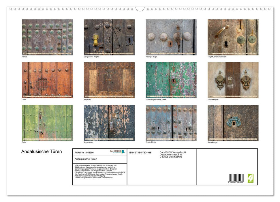 Andalusische Türen (CALVENDO Wandkalender 2026)
