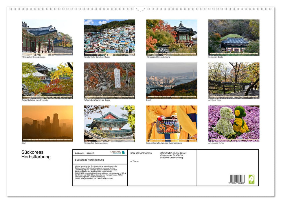 Südkoreas Herbstfärbung (CALVENDO Wandkalender 2026)