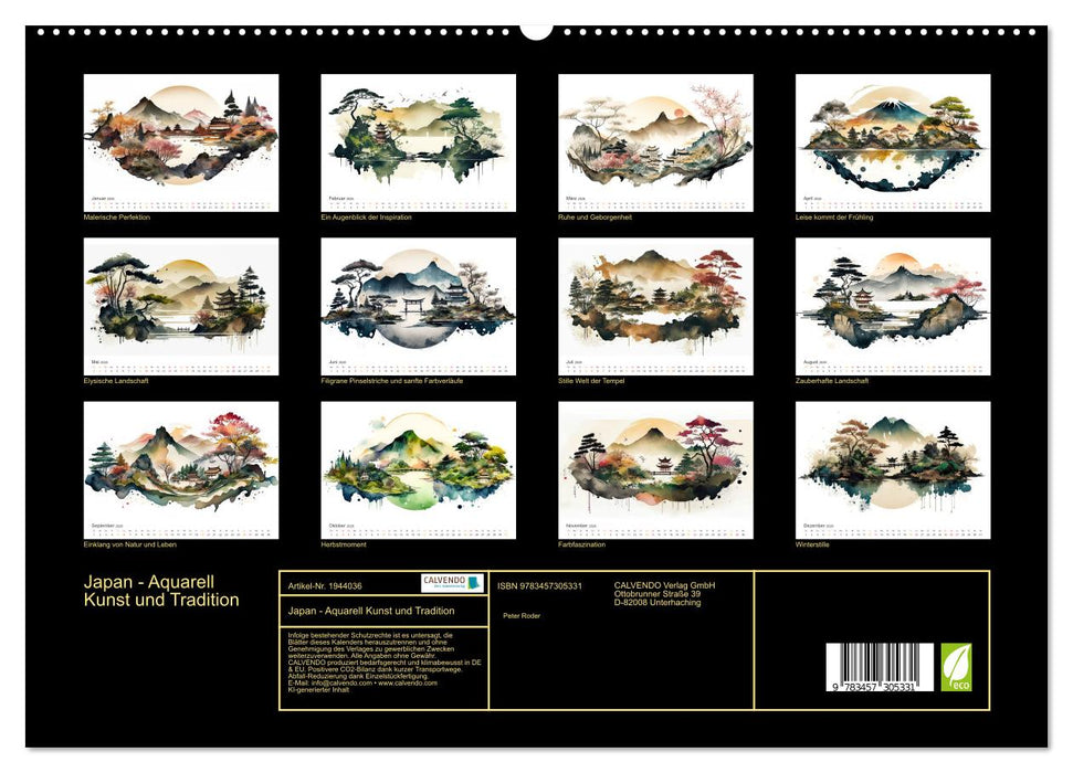 Japan - Aquarell Kunst und Tradition (CALVENDO Premium Wandkalender 2026)