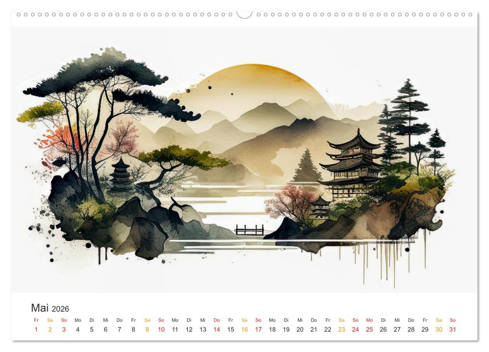 Japan - Aquarell Kunst und Tradition (CALVENDO Premium Wandkalender 2026)